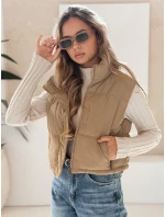 Dámská prošívaná tmavě béžová vesta FashionStreet TY5196