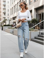 Dámské džíny balonového střihu s odřením modré FashionStreet UY2980