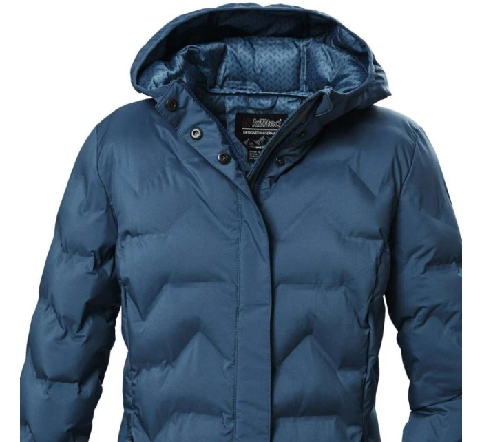 Dámská zimní bunda Killtec KOW 9 prošívaná bunda s kapucí dlouhá nepromokavá modrá (41806/744)
