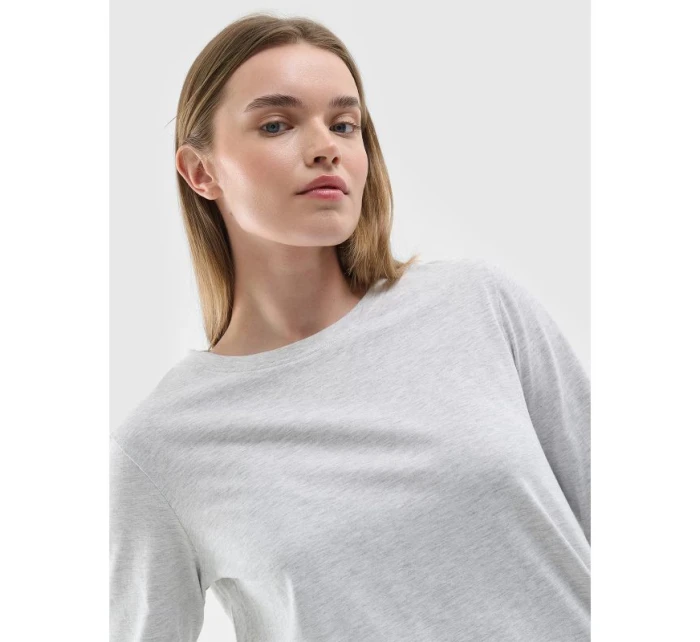 Dámské oversize hladké tričko s dlouhým rukávem model 21432182 - 4F Dámské oversize hladké tričko s dlouhým rukávem model 21432182 - 4F