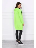 Šaty s kapucí, mikina zelená neonová