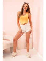 Dámská tílko z bavlny s kulatým výstřihem neonově oranžová