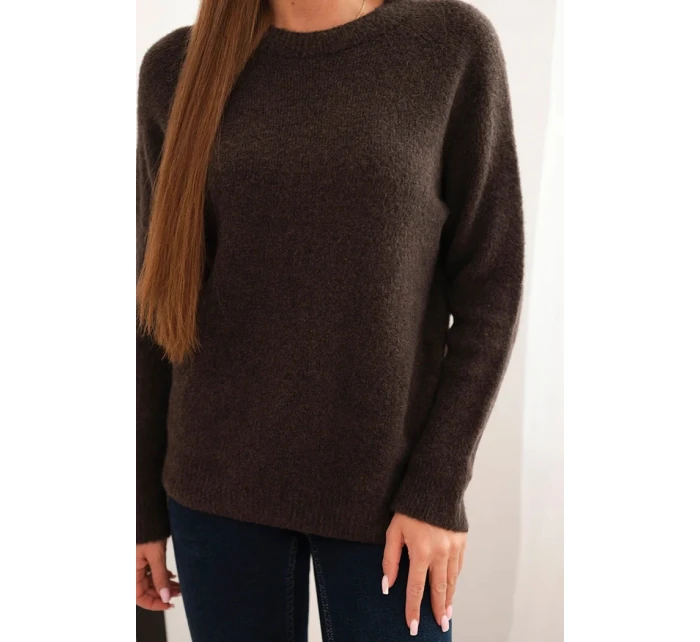 Svetr dámský z baby alpak s dlouhým rukávem hnědý