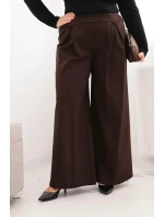 Dámské kalhoty Plus Size s širokými nohavicemi a model 21728709 hnědé - K-Fashion