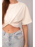 Dámská bavlněná basic halenka s krátkým rukávem béžová Dámská bavlněná basic halenka s krátkým rukávem béžová