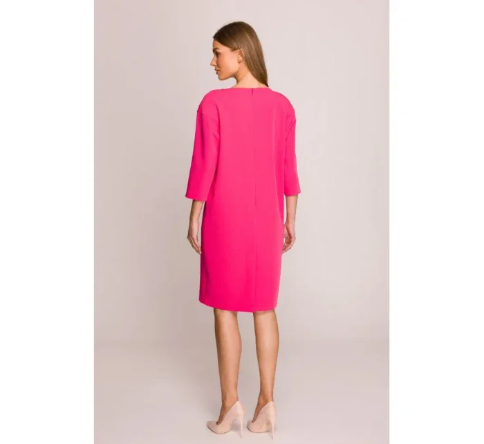 Šaty uvolněného střihu s výstřihem s růžové model 20966121 - STYLOVE Šaty uvolněného střihu s výstřihem s růžové model 20966121 - STYLOVE