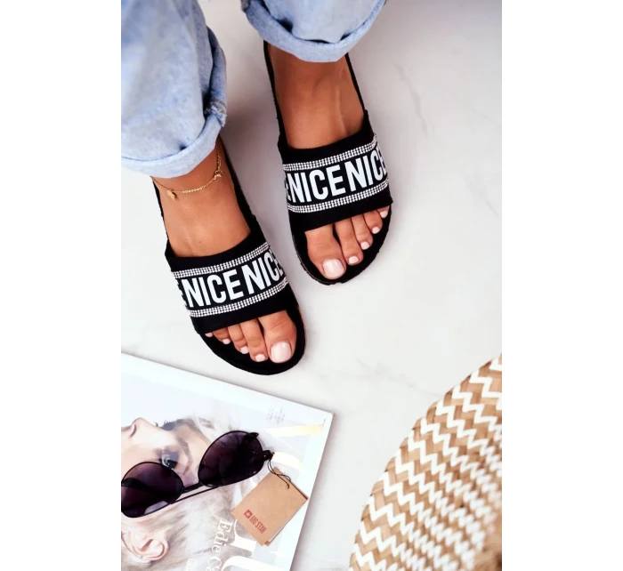 Nazouváky Na Korkové Podrážce Se Zirkony Černé Be Nice Nazouváky Na Korkové Podrážce Se Zirkony Černé Be Nice