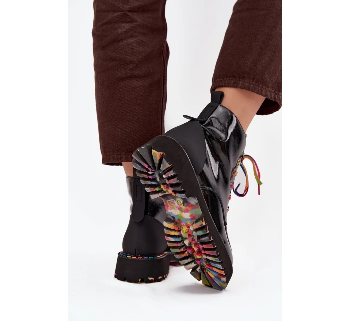 Dámské lakované kožené botky Artiker – černé Dámské lakované kožené botky Artiker – černé