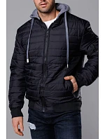 Černá pánská bunda typu "bomber" s kapucí model 18344844 - J.STYLE Černá pánská bunda typu "bomber" s kapucí model 18344844 - J.STYLE