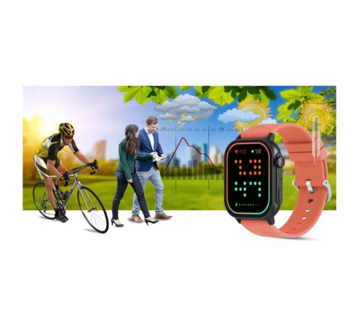 Chytré hodinky Gravity GT15-3 Červený silikonový řemínek + černý náramek