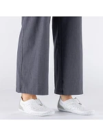 Dámská kožená prolamovaná nazouvací obuv bílá Rieker 43663-80