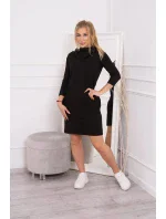 Šaty s kapucí a kapsami černé