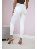 Kalhoty z barevného denimu s mašlí bílé barvy Kalhoty z barevného denimu s mašlí bílé barvy