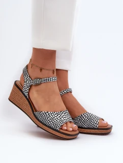Dámské sandály Na Klinu Sergio Leone SK303 Černobílé