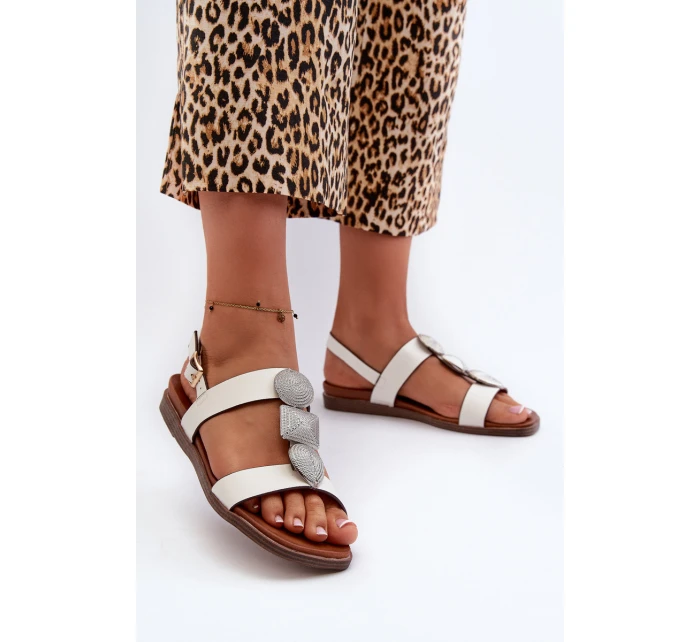 Dámské Ploché Sandály S Ozdobami model 21661469 Bílé - SERGIO LEONE