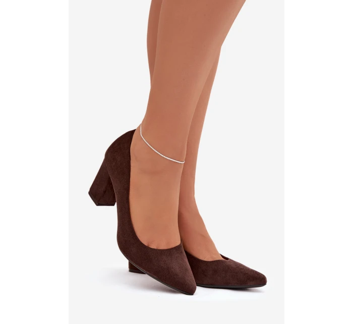 Lodičky z eko semiše na jehlovém podpatku Sergio Leone PB414 čokoládové