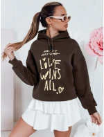 Dámská oversize mikina s kapucí LOVEWILL hnědá FashionStreet BY1470 Dámská oversize mikina s kapucí LOVEWILL hnědá FashionStreet BY1470