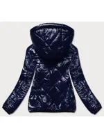 Tmavě modrá prošívaná bunda s kapucí (B9768) Tmavě modrá prošívaná bunda s kapucí (B9768)