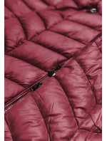Prošívaná dámská bunda ve vínové bordó barvě s kapucí (8916-B)