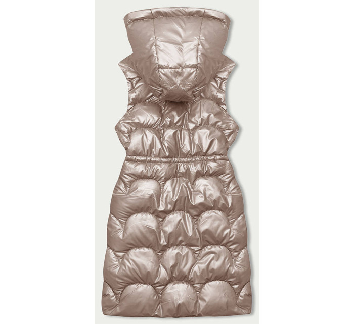 Bledě růžová vypasovaná vesta s kapucí (B8172-51)