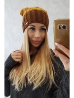 Fleecová čepice Paris K212 hořčicová+hnědá Fleecová čepice Paris K212 hořčicová+hnědá