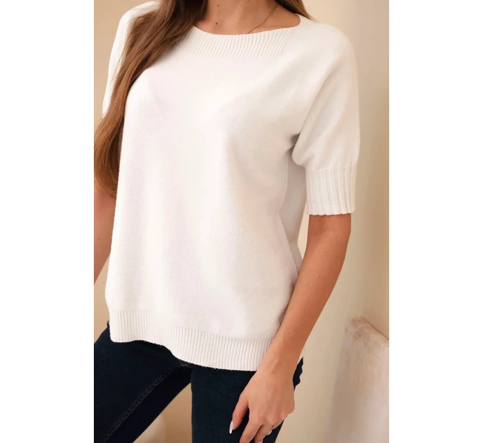Dámský svetr z viskózy s krátkým rukávem ecru