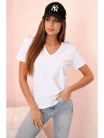 Dámská bavlněná blůza s výstřihem do V a krátkým rukávem bílá