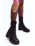 Botky Dámské Na Masivním Podpatku Černé Tozanna