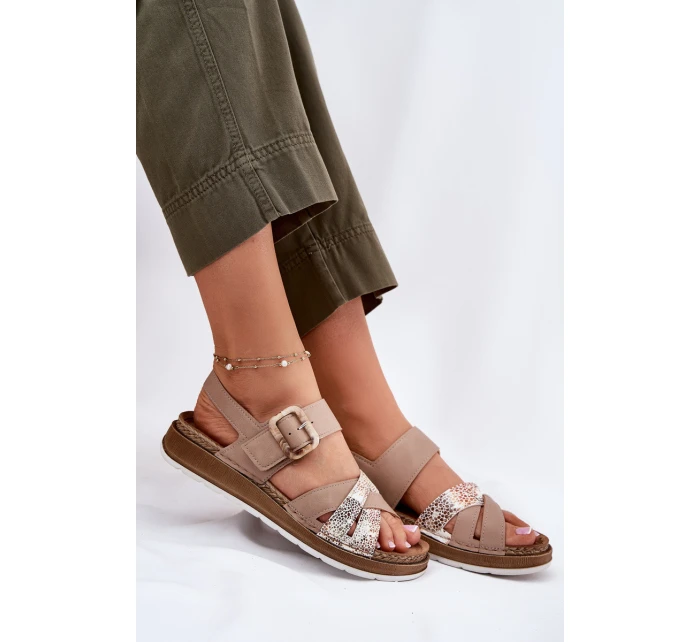 Dámské Sandály S Přezkou Béžové model 21697910 - Inblu