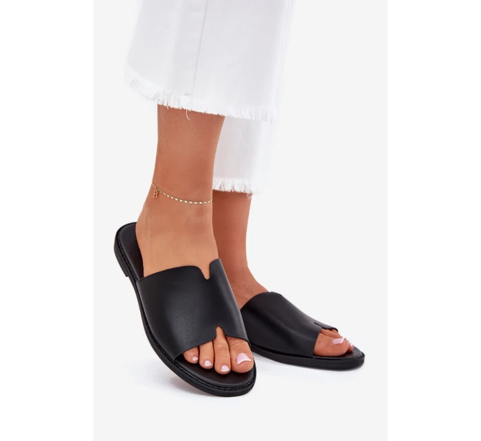 Dámské Pantofle Z Eko Kůže Na Plochém Podpatku Černé Kalimira Dámské Pantofle Z Eko Kůže Na Plochém Podpatku Černé Kalimira