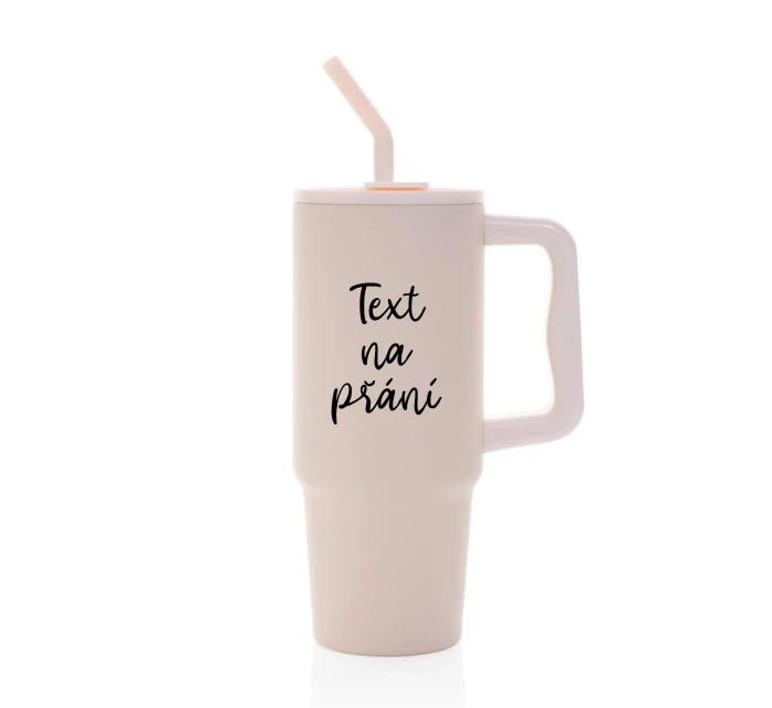 TEXT NA PŘÁNÍ - růžový cestovní termohrnek 900 ml TEXT NA PŘÁNÍ - růžový cestovní termohrnek 900 ml