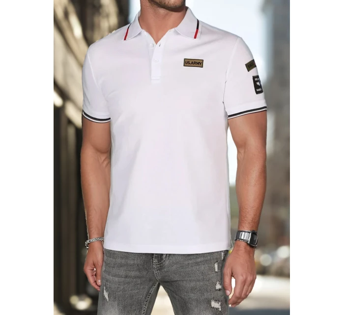 Pánská polokošile s nášivkami bílá FashionStreet PX0635