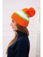 Kinga dámská čepice K297 oranžová+zelená neon+bílá