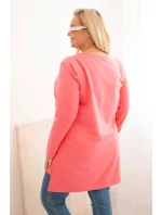 Dámská blůza Plus Size bavlněná s nápisem a výstřihem do V růžová Dámská blůza Plus Size bavlněná s nápisem a výstřihem do V růžová