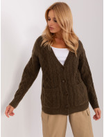 Khaki pletený svetr s knoflíky