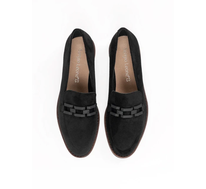 Zajímavé dámské  mokasíny černé bez podpatku