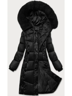 Černá zimní prošívaná plus size bunda s kapucí S'west (B8267-1)