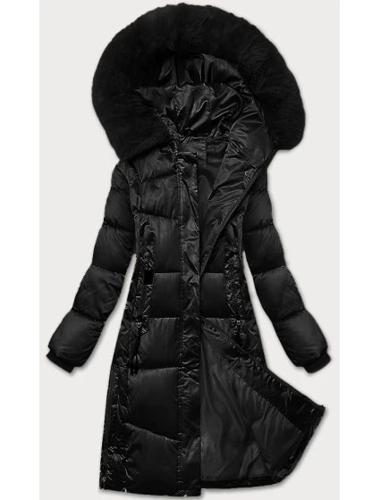 Černá zimní prošívaná plus size bunda s kapucí S'west (B8267-1)
