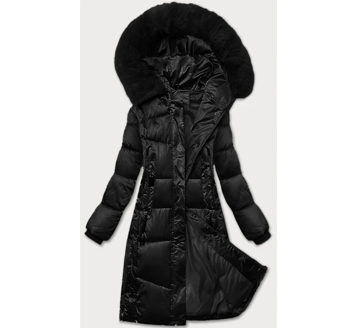 Černá zimní prošívaná plus size bunda s kapucí S'west (B8267-1)