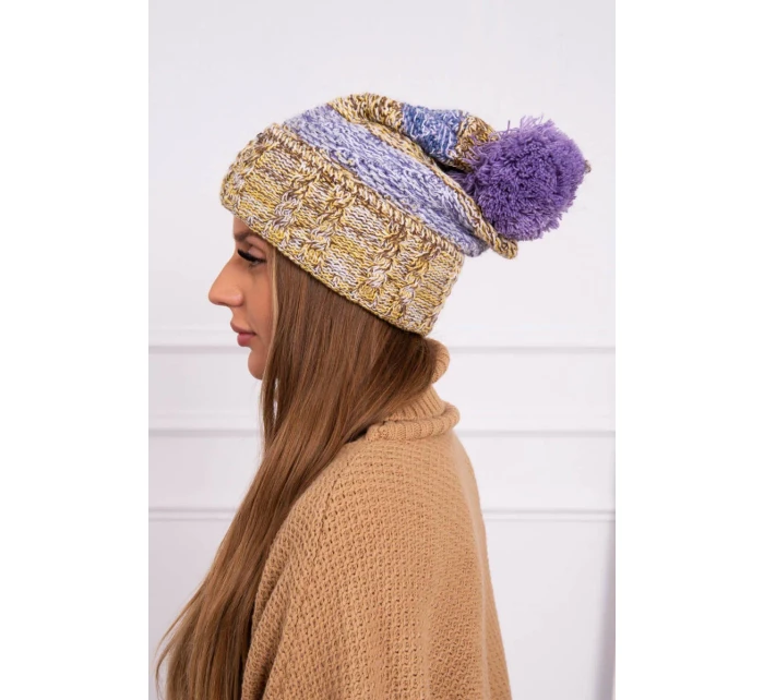 Pola fleecová čepice K267 fialová+žlutá Pola fleecová čepice K267 fialová+žlutá