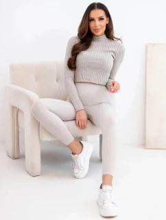 Dámské legíny s vysokým pasem a elastickým pasem béžové