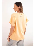 Dámská bavlněná halenka s výstřihem do V a krátkým rukávem broskvová