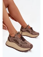 Kožené sneakersy na platformě dámské Big Star model 21705737 HIPOLY SYSTEM béžové - Big Star Shoes Kožené sneakersy na platformě dámské Big Star model 21705737 HIPOLY SYSTEM béžové - Big Star Shoes