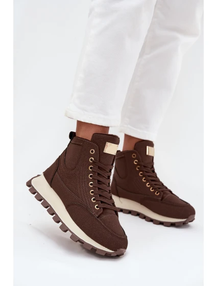 Zateplené dámské trapery na platformě hnědé model 21712197 - Boto