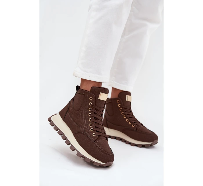 Zateplené dámské trapery na platformě hnědé model 21712197 - Boto