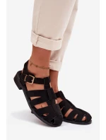 Dámské Sandály Černé se Zlatým Přezkou model 21937621 - Boto