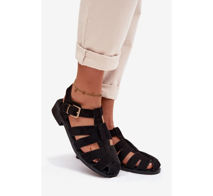 Dámské Sandály Černé se Zlatým Přezkou model 21937621 - Boto