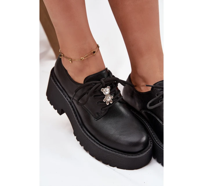 Dámské polobotky s připínacím doplňkem z eko kůže Laurea – černé