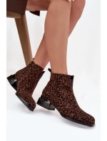 Dámské kotníkové boty z přírodní semišové kůže – hnědé (panterka) Dámské kotníkové boty z přírodní semišové kůže – hnědé (panterka)