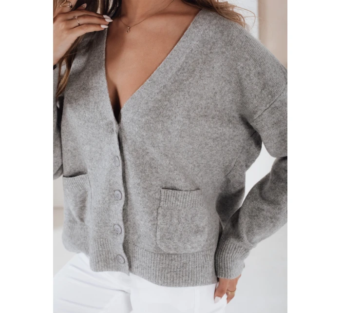 Dámský kardigan šedý model 21990987 - Dstreet Dámský kardigan šedý model 21990987 - Dstreet